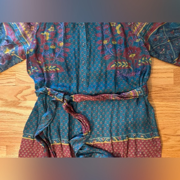 Sundance La Villette Midi Dress - Silky Texture - Boho Blue/Burgundy - Sz Medium - Picture 7 of 14